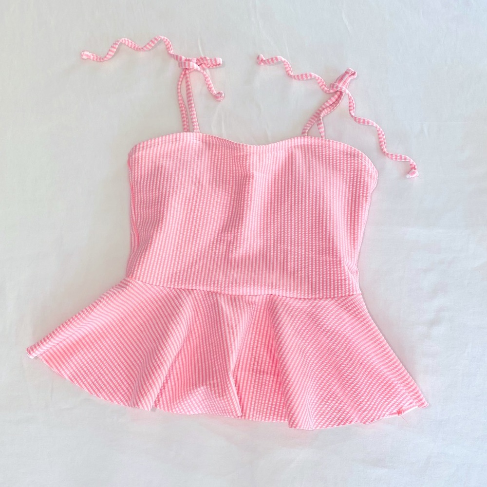 LIME RICKI PEPLUM TANKINI SWIM TOP (LIKE NEW)
